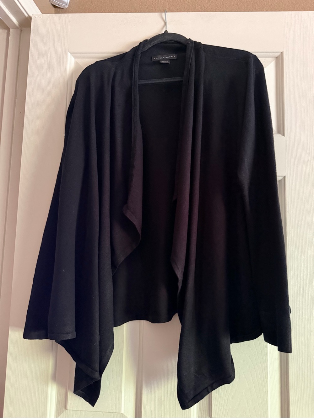 Grace Elements Black Draped Open-Front Cardigan